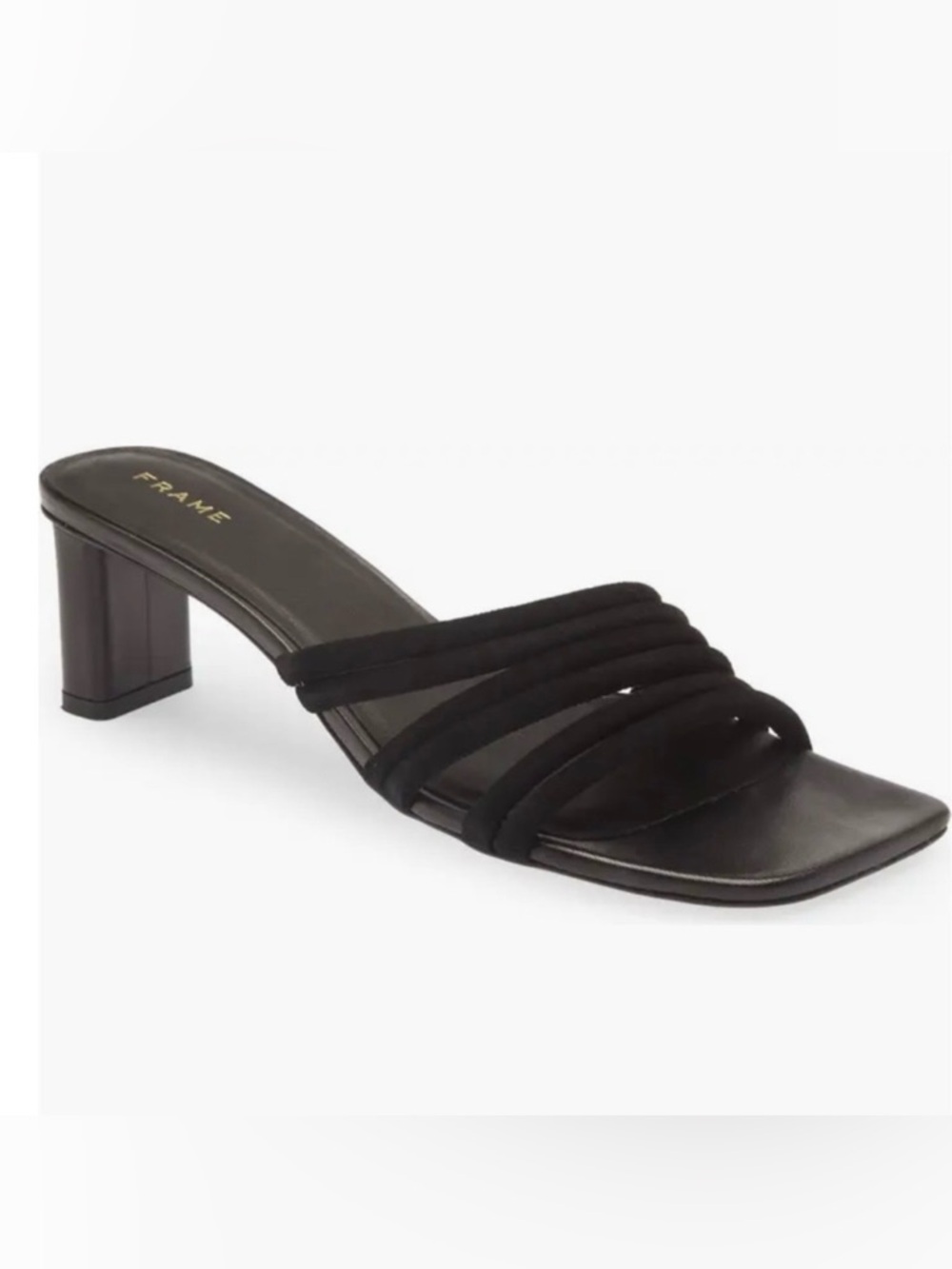 FRAME Le Tonga Leather Heeled Sandals NWT Size 39.5 (US 9.5) Noir